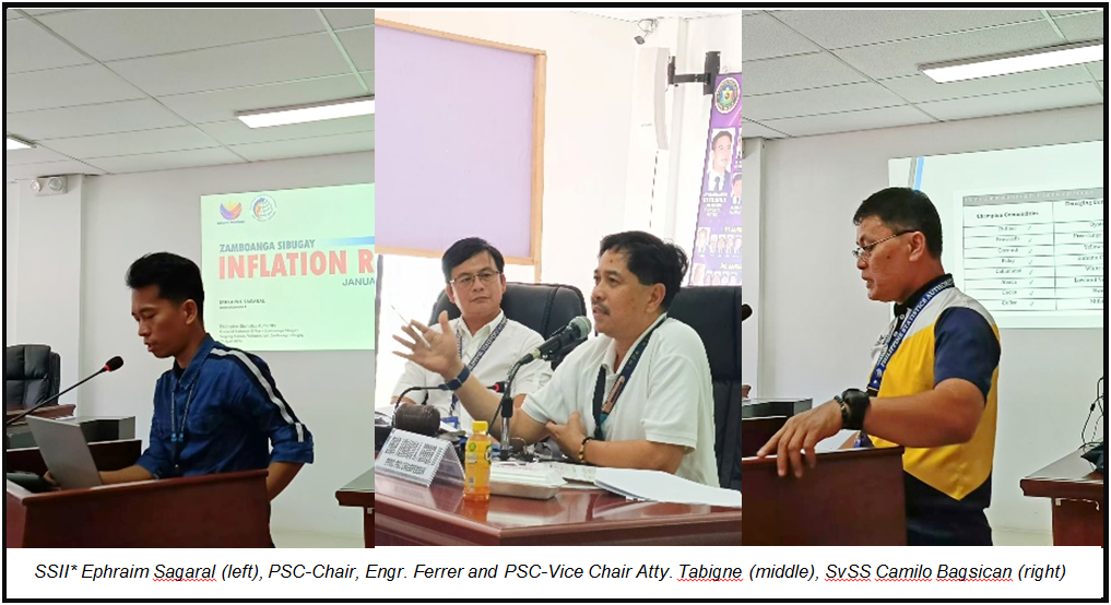 SSII Ephraim Sagaral (left), PSC-Chair, Engr. Ferrer and PSC-Vice Chair Atty. Tabigne (middle), SvSS Camilo Bagsican (right)