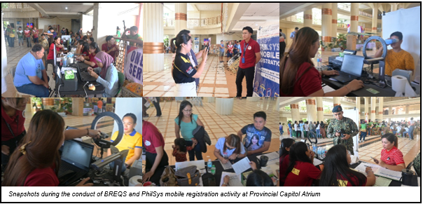 Snapshots during the conduct of BREQS and PhilSys mobile registration activity at Provincial Capitol Atrium