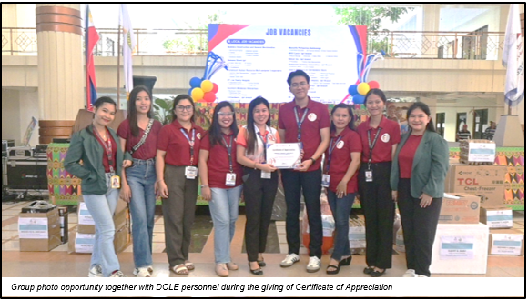 Group photo opportunity together with DOLE personnel during the giving of Certificate of Appreciation