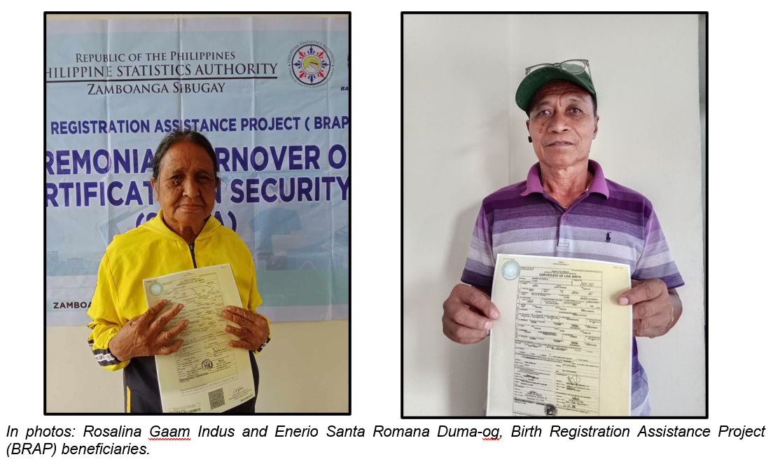 In photos: Rosalina Gaam Indus and Enerio Santa Romana Duma-og, Birth Registration Assistance Project (BRAP) beneficiaries.