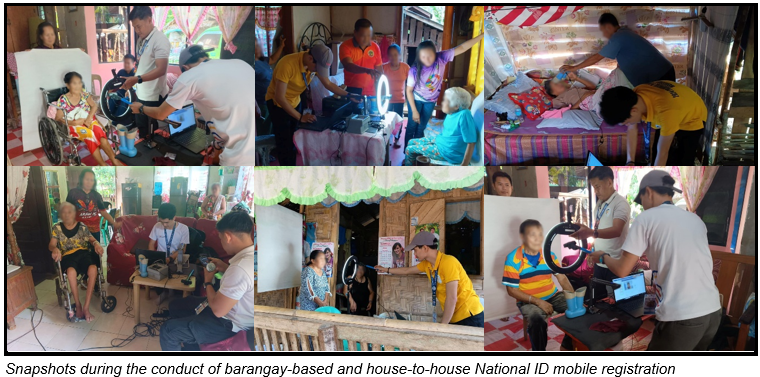 Snapshots during the conduct of barangay-based and house-to-house National ID mobile registration