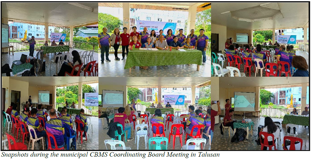 Snapshots during the municipal CBMS Coordinating Board Meeting in Talusan