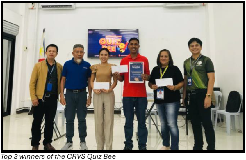 Top 3 winners of the CRVS Quiz Bee