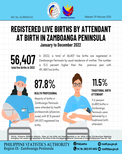  Registered Live Births by Attendant at Birth in Zamboanga Peninsula January to December 2022