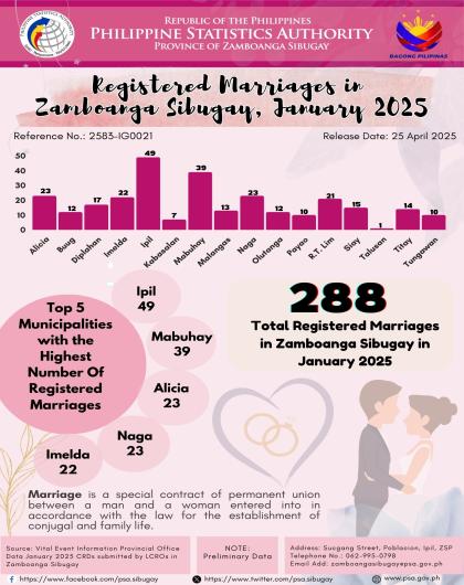 Registered Marriages in Zamboanga Sibugay, January 2025