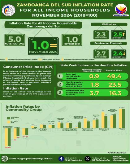 Zamboanga del Sur Inflation Rate for All Income Households November 2024 (2018=100)