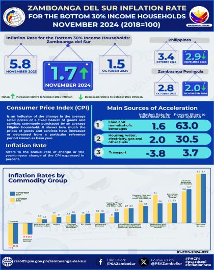 Zamboanga del Sur Inflation Rate for the Bottom 30% Income Households November 2024 (2018=100)