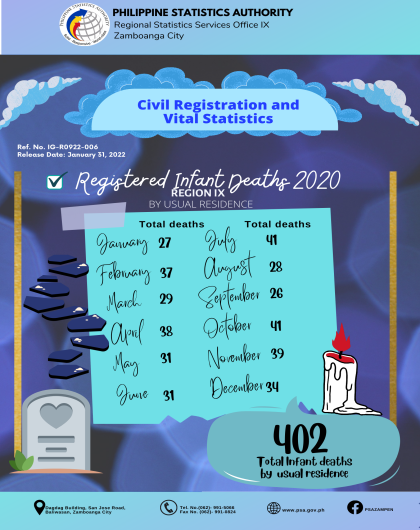 Registered Infant Deaths 2020 in Region IX by Usual Residence