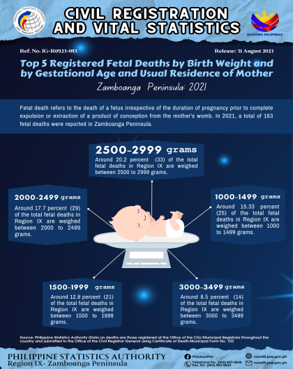 Top 5 Registered Fetal Deaths by Birth Weight and by Gestational Age and Usual Residence of Mother in Zamboanga Peninsula 2021